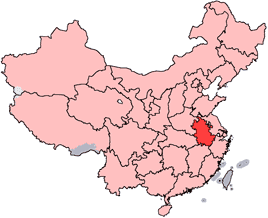 A map of China with Anhui province highlighted