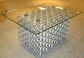 Coffee table with large pored aluminium