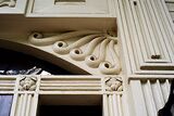 Intricate detailed woodwork around the main door