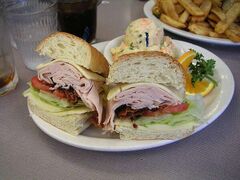 French bread sandwich with fries