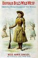 Approx. second half of 1880s poster showing Annie Oakley wearing short-skirted attire