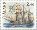 Åland, 1988 Finnish stamp, depicting the schooner, Ingrid