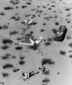 Crash site in the desert near Edwards Air Force Base.