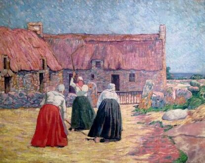 Henri Delavallée's Scène de battage. Women threshing.