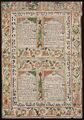 Illuminated plaque on paper with calligraphy and decorative elements. Includes four liturgical poems for Purim customary among Kurdish Jews; mid-19th century, Kurdistan