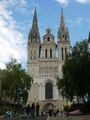 The cross of Lorraine atop Saint Maurice Cathedral in Angers, Maine-et-Loire, France,