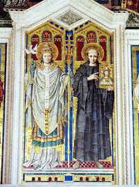 St. Gregory the Dialogist, Pope of Rome, with St. Augustine of Canterbury.