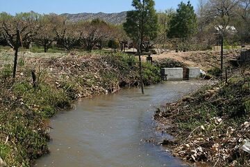 Unlined portion of Los Chicos acequia, near Velarde, New Mexico