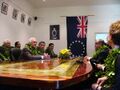 New Zealand Governor General and members of the Cook Islands cabinet wear lei at a meeting.