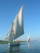 Lateen-rigged feluccas at Luxor, Egypt