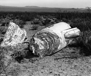 The X-2's escape capsule at the crash site.