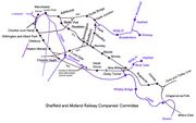 Midland Railway lines out of Manchester, showing the Manchester South District line