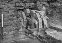 Terracotta Buddha statues, possibly 375 CE.[18]