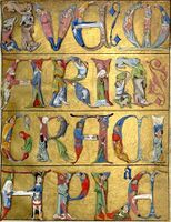 The beginning of Ave Maria in historiated letters in Heures de Charles d'Angoulême